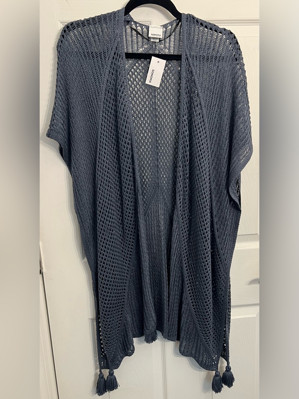 Sonoma Open-Weave Slate Gray Knit Poncho Cardigan/Ruana